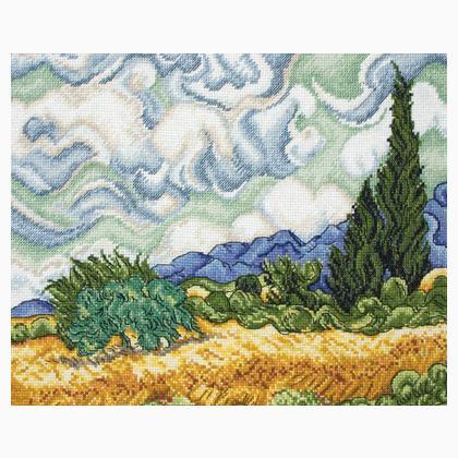Cross Stitch Kit Maia - Wheat Field With Cypresses, 01034 Cross Stitch Kits - HobbyJobby
