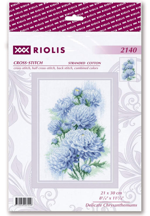 Cross Stitch Kit Riolis - 2140, Delicate Chrysanthemums Cross Stitch Kits - HobbyJobby