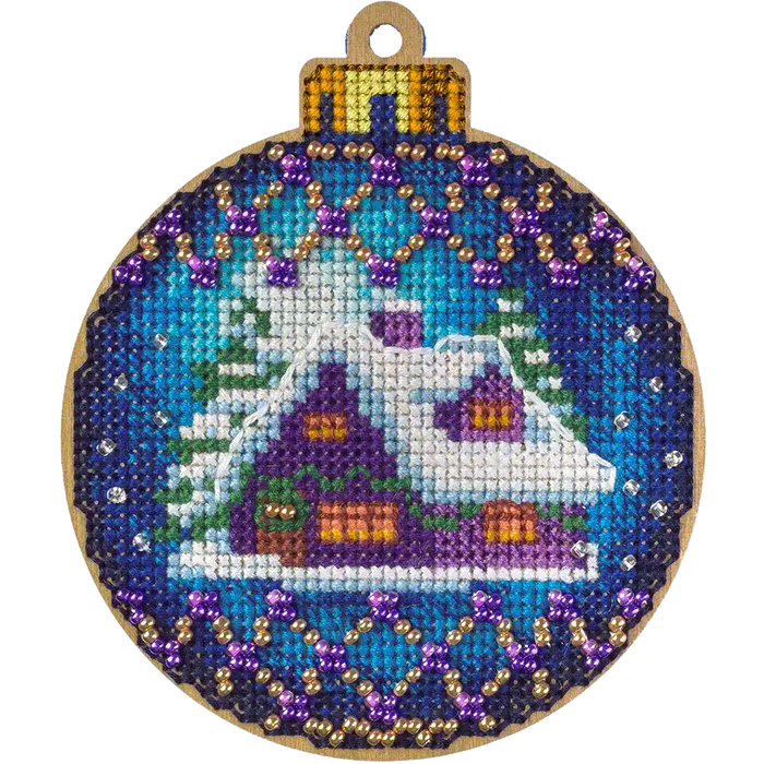 Cross Stitch Kit with Beads on Wood Wonderland Crafts Wooden Kits - HobbyJobby