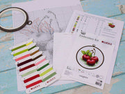 Cross Stitch Kit with Hoop Included Luca-S - Cherries, BC103 Luca-S Cross Stitch Kits - HobbyJobby