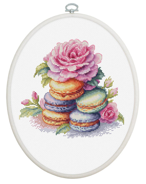 Cross Stitch Kit with Hoop Included Luca-S - French Macarons, BC226 Cross Stitch Kits - HobbyJobby