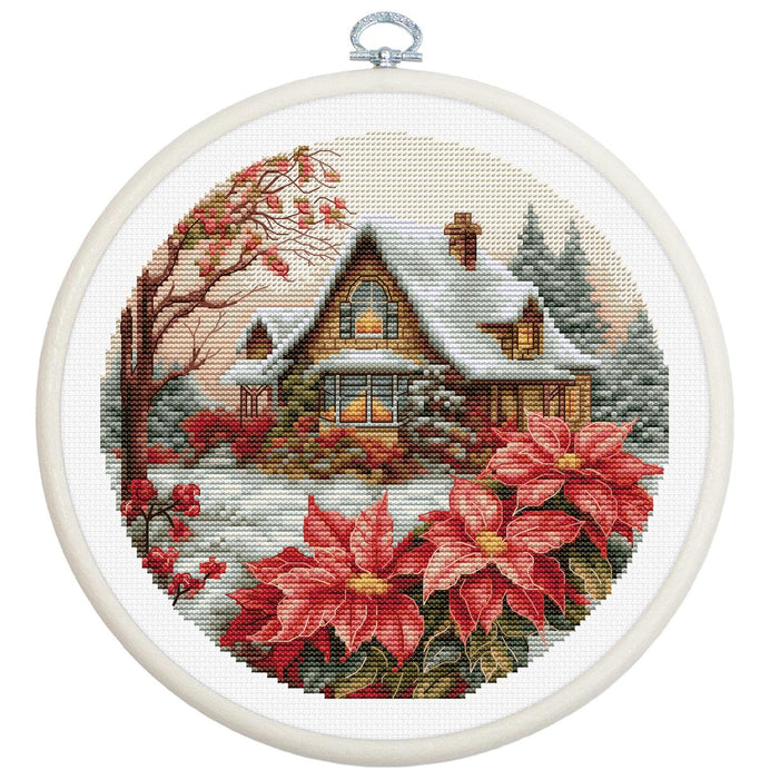 Cross Stitch Kit with Hoop Included Luca-S - Little House in The Forest, BC227 Cross Stitch Kits - HobbyJobby