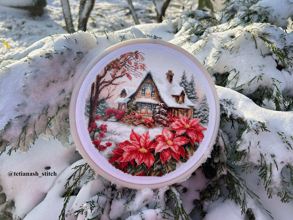 Cross Stitch Kit with Hoop Included Luca-S - Little House in The Forest, BC227 Luca-S Cross Stitch Kits - HobbyJobby