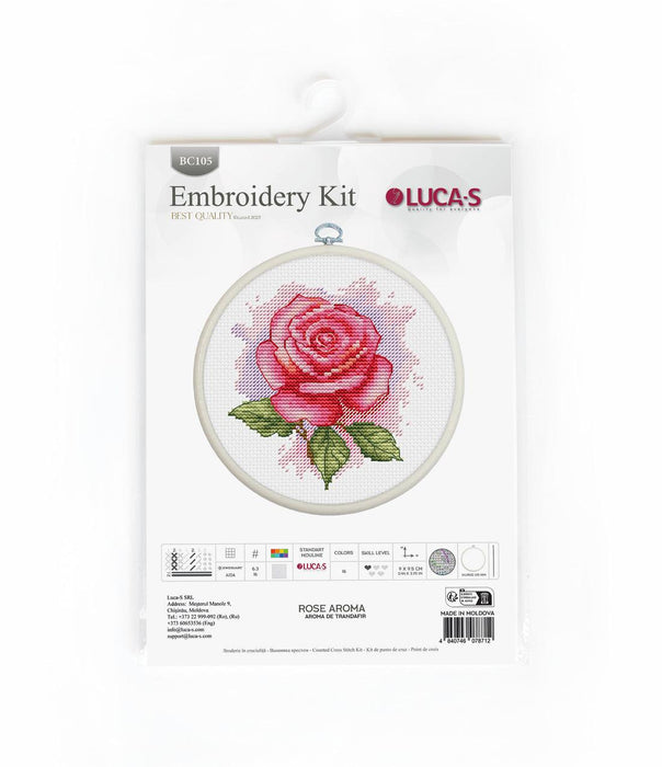 Cross Stitch Kit with Hoop Included Luca-S - Rose Aroma, BC105 Luca-S Cross Stitch Kits - HobbyJobby