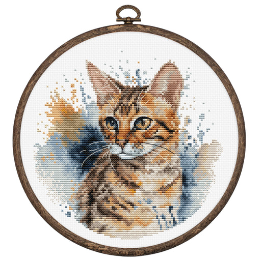 Cross Stitch Kit with Hoop Included Luca-S - The Bengal Cat, BC210 Cross Stitch Kits - HobbyJobby
