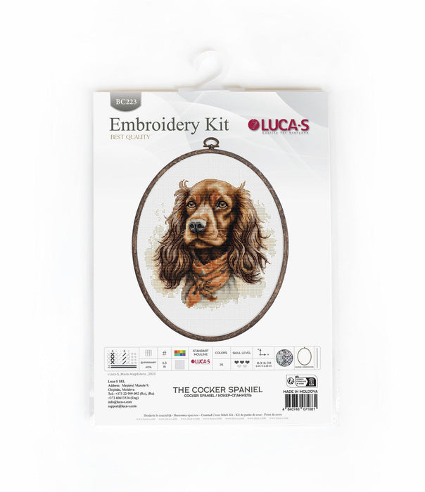 Cross Stitch Kit with Hoop Included Luca-S - The Cocker Spaniel, BC223 Cross Stitch Kits - HobbyJobby