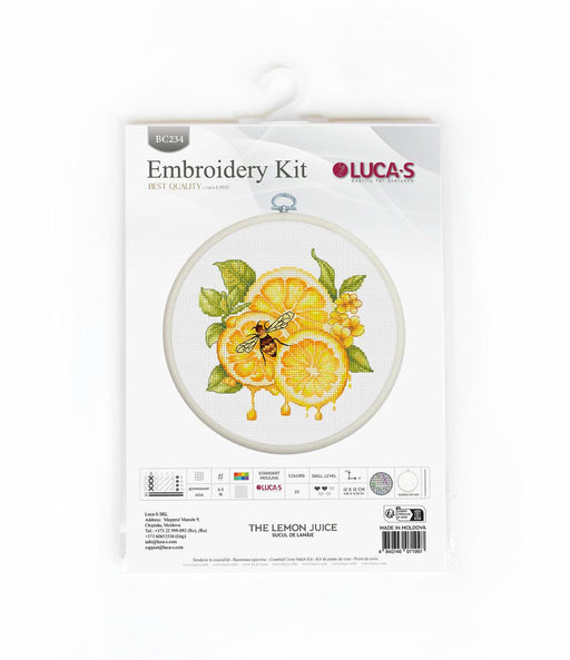 Cross Stitch Kit with Hoop Included Luca-S - The Lemon Juice, BC234 Luca-S Cross Stitch Kits - HobbyJobby