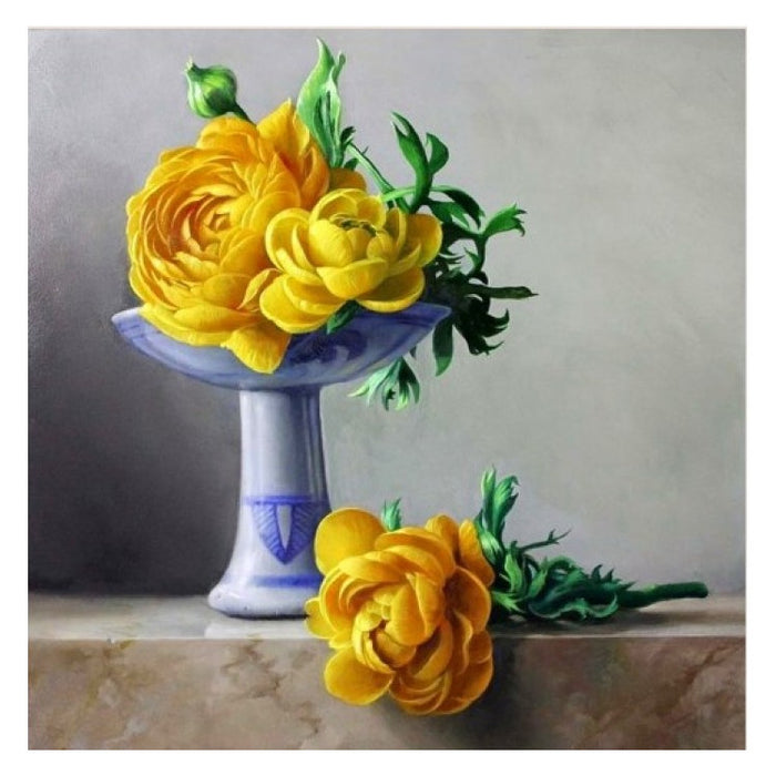 Diamond Painting Kit - YELLOW PEONIES 50_50 CM AZ-1194