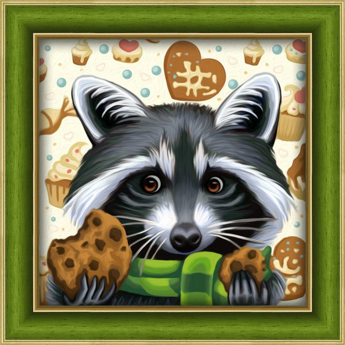 Diamond Painting Kit - RACCOON WITH COOKIES 25_25 CM AZ-1606
