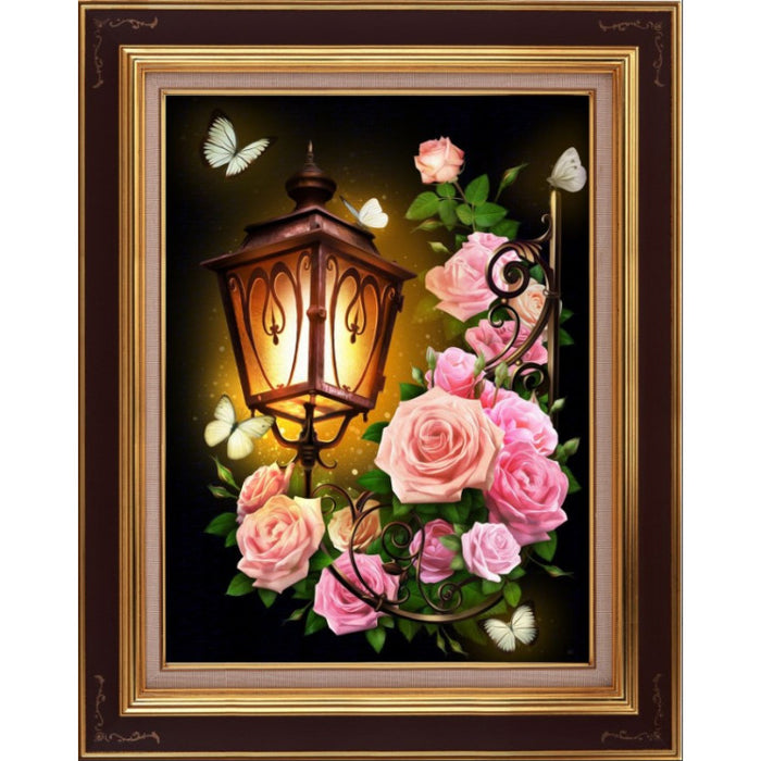 Diamond Painting Kit - LANTERN IN ROSES 30*40 CM AM1721