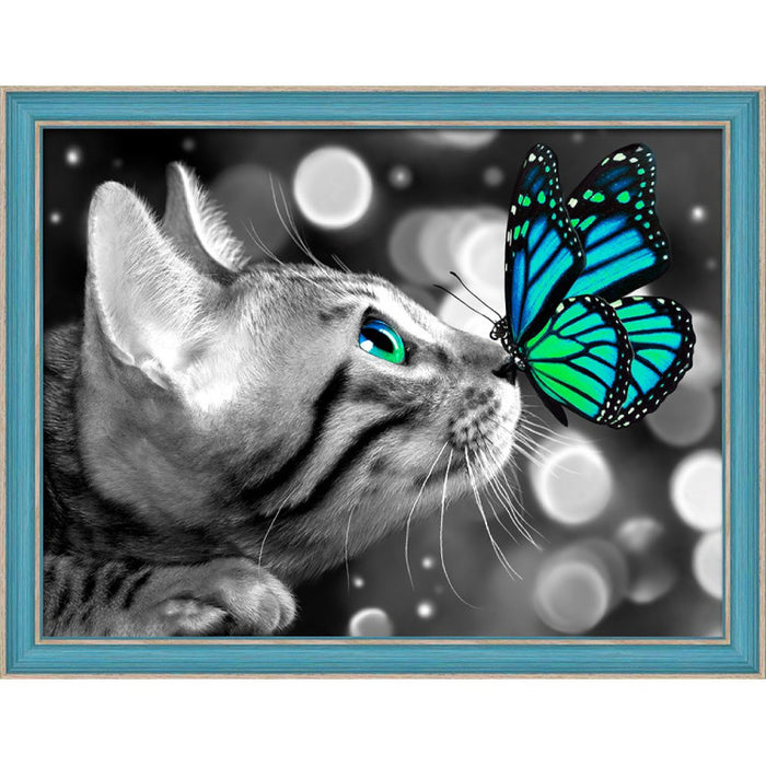 Diamond Painting Kit - BENGAL CAT AND BUTTERFLY 40*30 CM AM1789