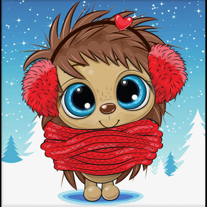 Diamond Painting Kit - "HEDGEHOG IN WINTER" 20*20 CM AM1942