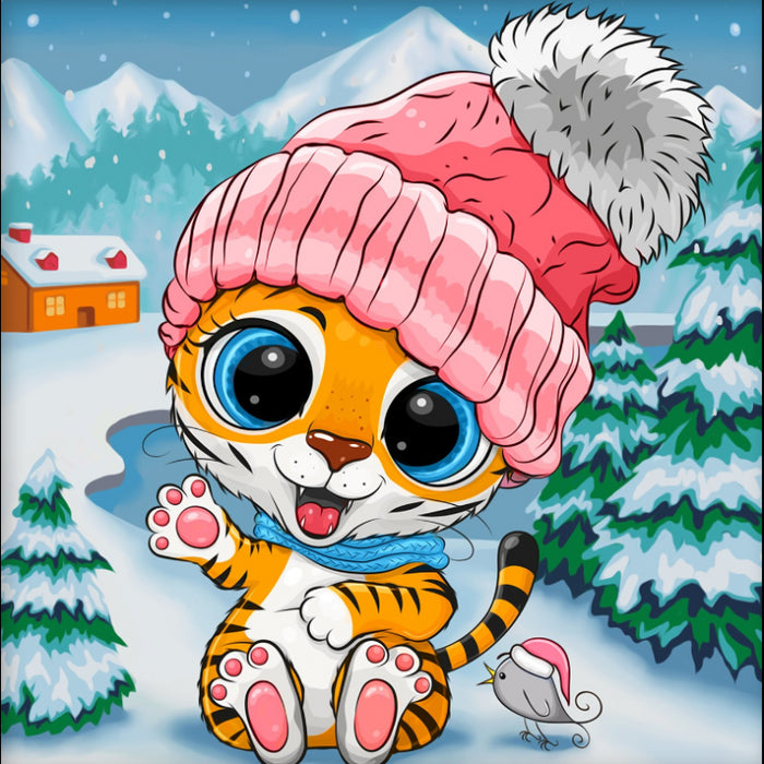 Diamond Painting Kit - "THE LITTLE TIGER IN WINTER" 20*20 CM AM1948