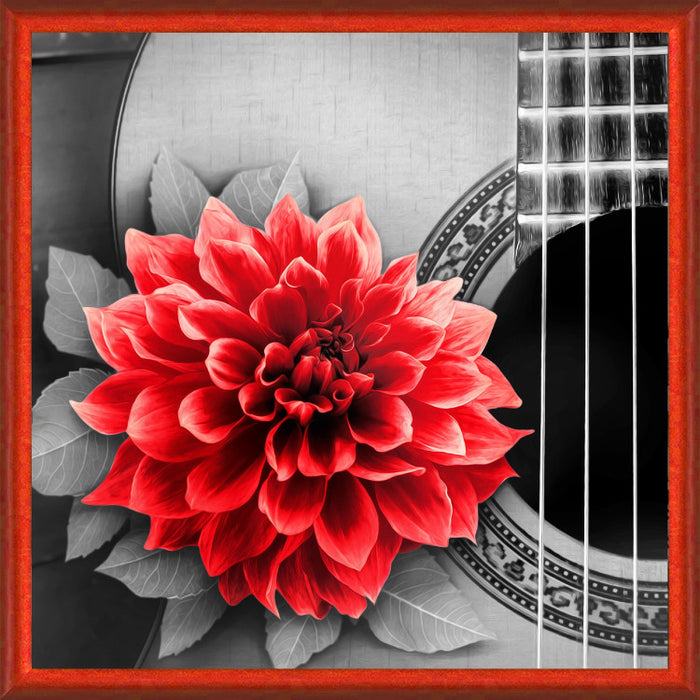 Diamond Painting Kit - FLOWER AND GUITAR 25X25 CM AZ-1772