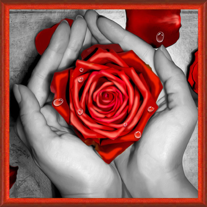 Diamond Painting Kit - ROSE IN HANDS 25X25 CM AZ-1775