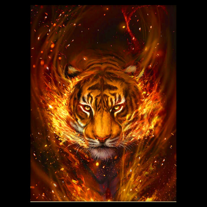 Diamond Painting Kit - TIGER IN THE FLAMES 30*40 CM AZ-4137