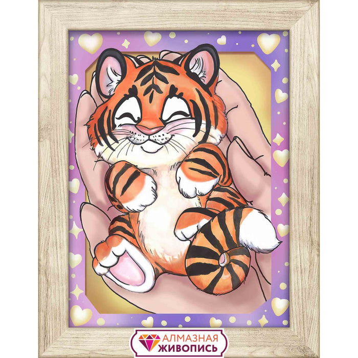 Diamond Painting Kit - TIGER CUB IN THE PALMS 15*20 CM AZ-4151