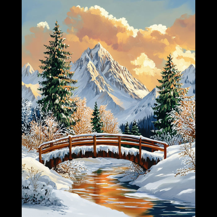 DIAMOND PAINTING KIT WITH SUBFRAME "STREAM IN THE WINTER FOREST" 30X40 CM VA851