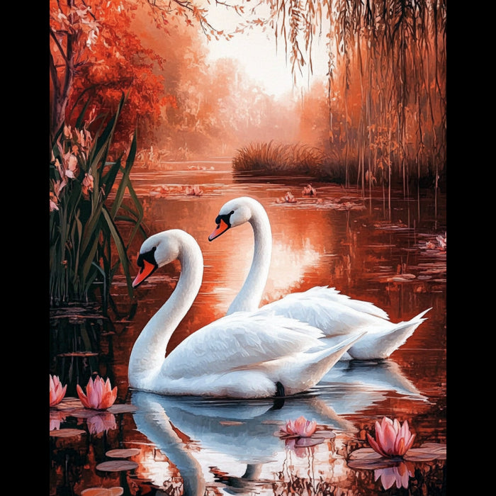DIAMOND PAINTING KIT WITH SUBFRAME "SWANS" 30X40 CM VA863