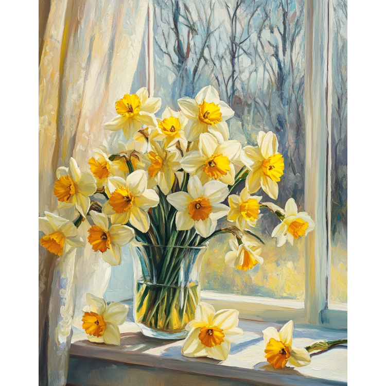 DIAMOND PAINTING KIT WITH SUBFRAME "DAFFODILS" 30X40 CM VA865