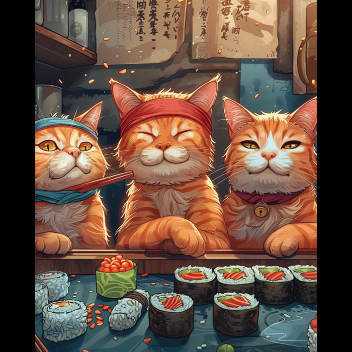 DIAMOND PAINTING KIT WITH SUBFRAME "AT THE SUSHI BAR" 30X40 CM VA868