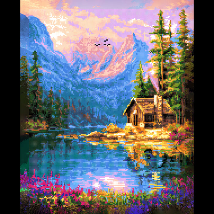 DIAMOND PAINTING WITH SUBFRAME "HOUSE BY THE LAKE" 40X50 CM DP434