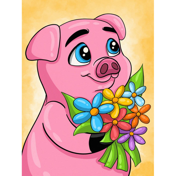 Diamond Painting Kit - ROMANTIC PIGGY 15*20 CM WD2294