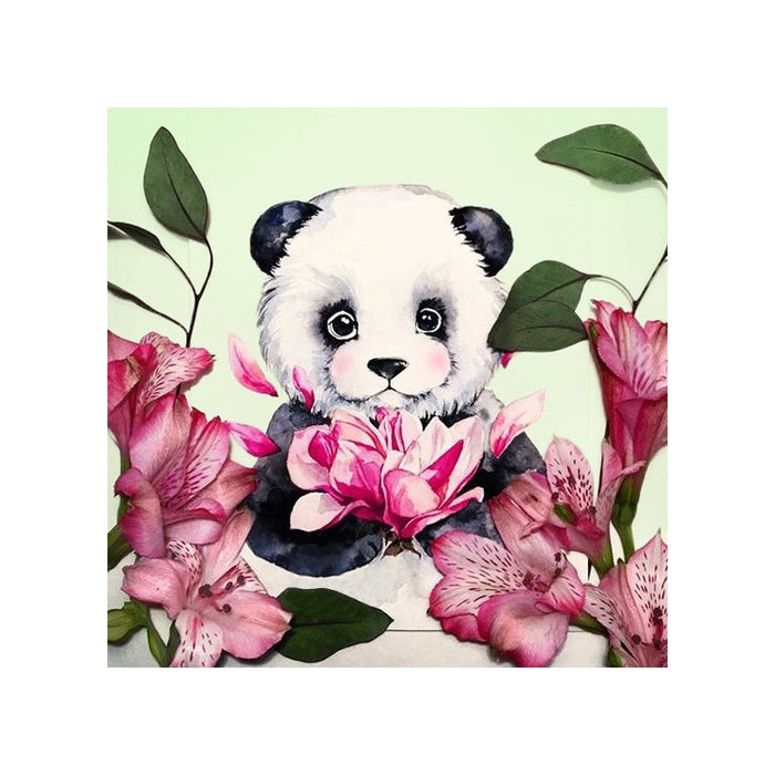 Diamond Painting Kit - PANDA AND FLOWERS 38*38 CM WD2341