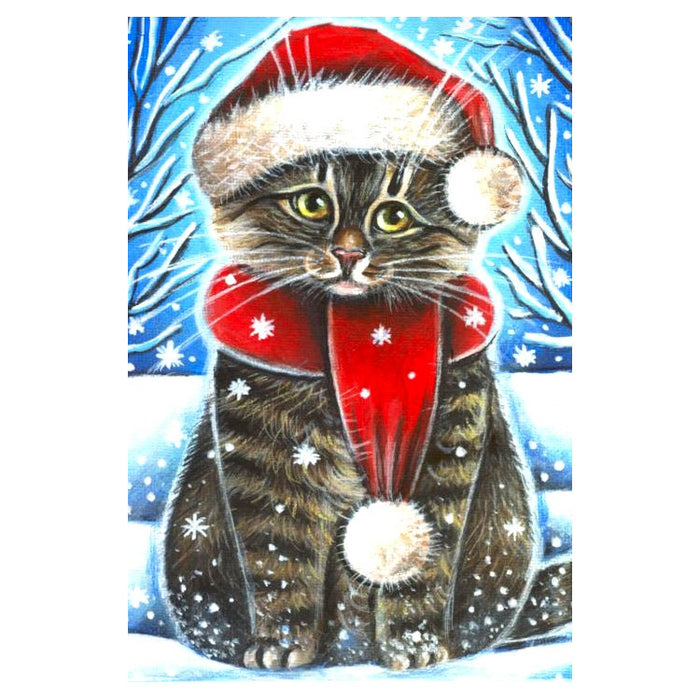 Diamond Painting Kit - CHRISTMAS CAT 20*30 CM WD2436