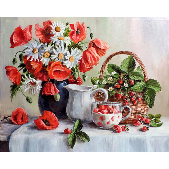 Diamond Painting Kit - POPPIES AND STRAWBERRIES 50*40 CM WD2619
