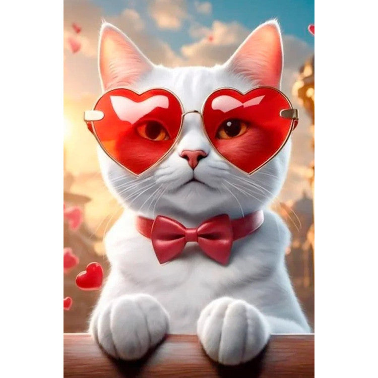Diamond Painting Kit - "ROMANTIC CAT" 20X30 CM WD3071