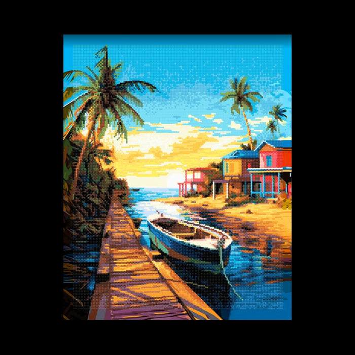 DIAMOND PAINTING WITH SUBFRAME "A QUIET HARBOR" 30X40 CM VA810