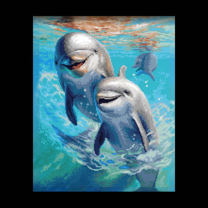 DIAMOND PAINTING WITH SUBFRAME "DOLPHINS" 30X40 CM VA805