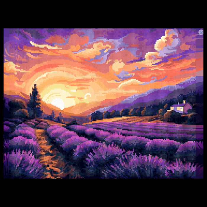 DIAMOND PAINTING WITH SUBFRAME "LAVENDER AT SUNSET" 30X40 CM VA806