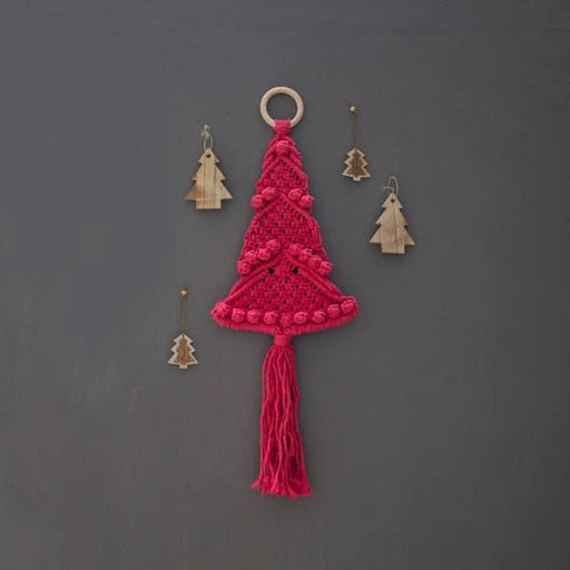 DIY Macramé Kit Christmas Tree Wall Hanger Coral Crochet Kits - HobbyJobby