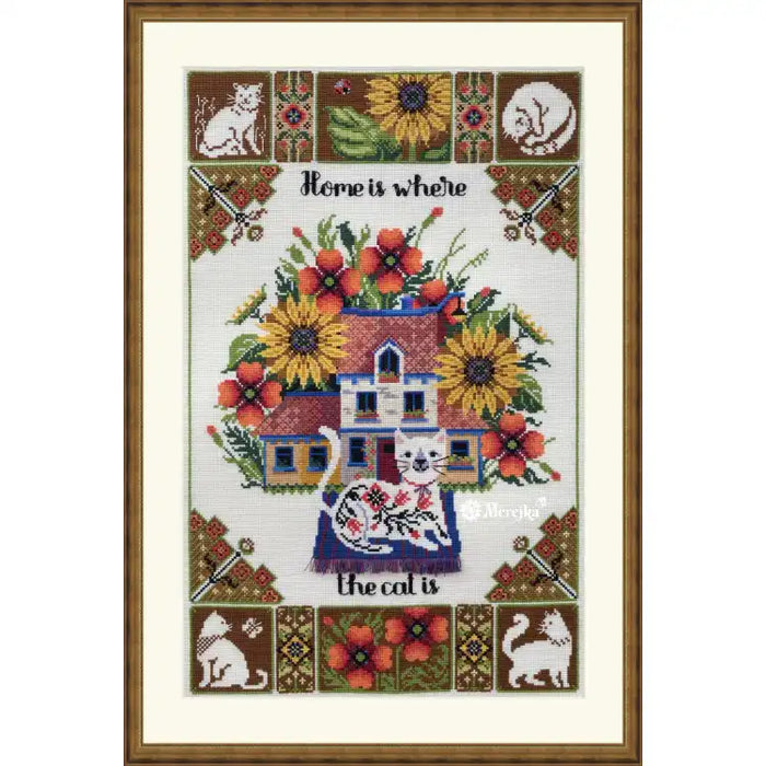 Cross Stitch Kit Merejka - HOME IS WHERE THE CAT IS 27X43 SK220