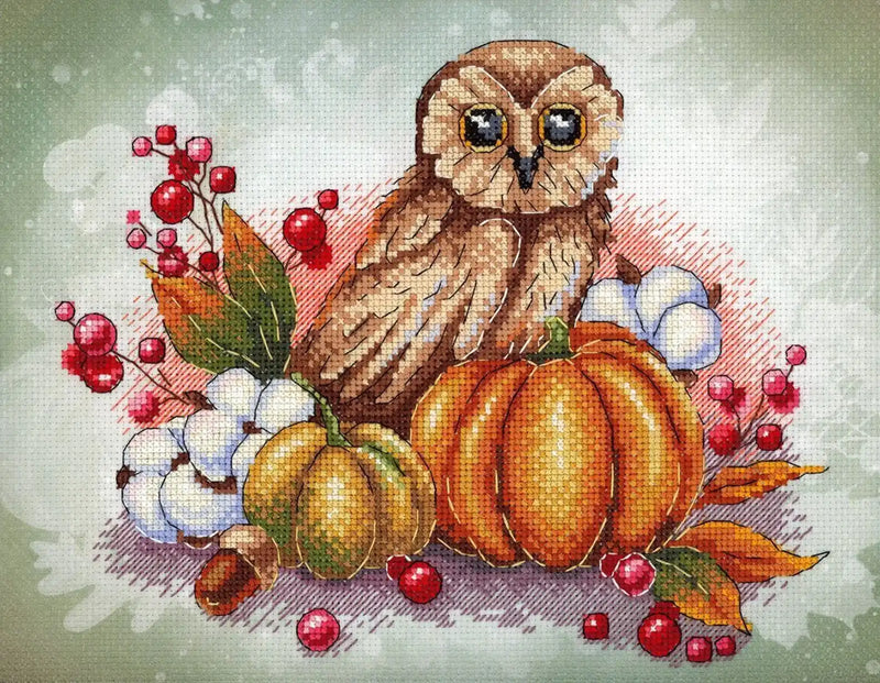 Cross Stitch Kit MP Studia - Owl on a pumpkin, SRK-706