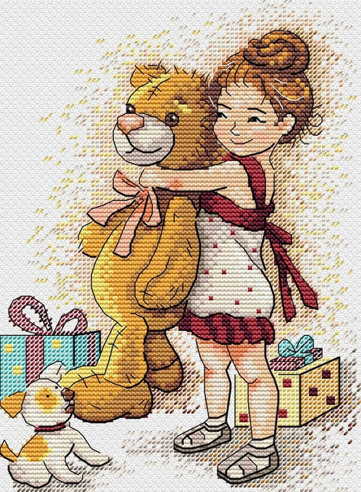 Cross Stitch Kit MP Studia - Girl with a bear, SM-632
