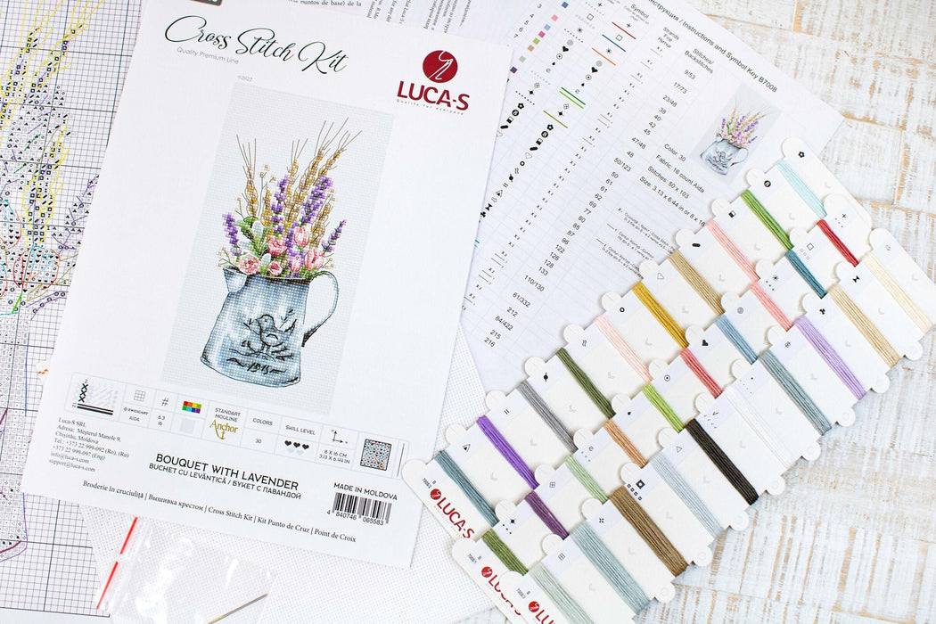Cross Stitch Kit Luca-S - Bouquet with lavender, B7008