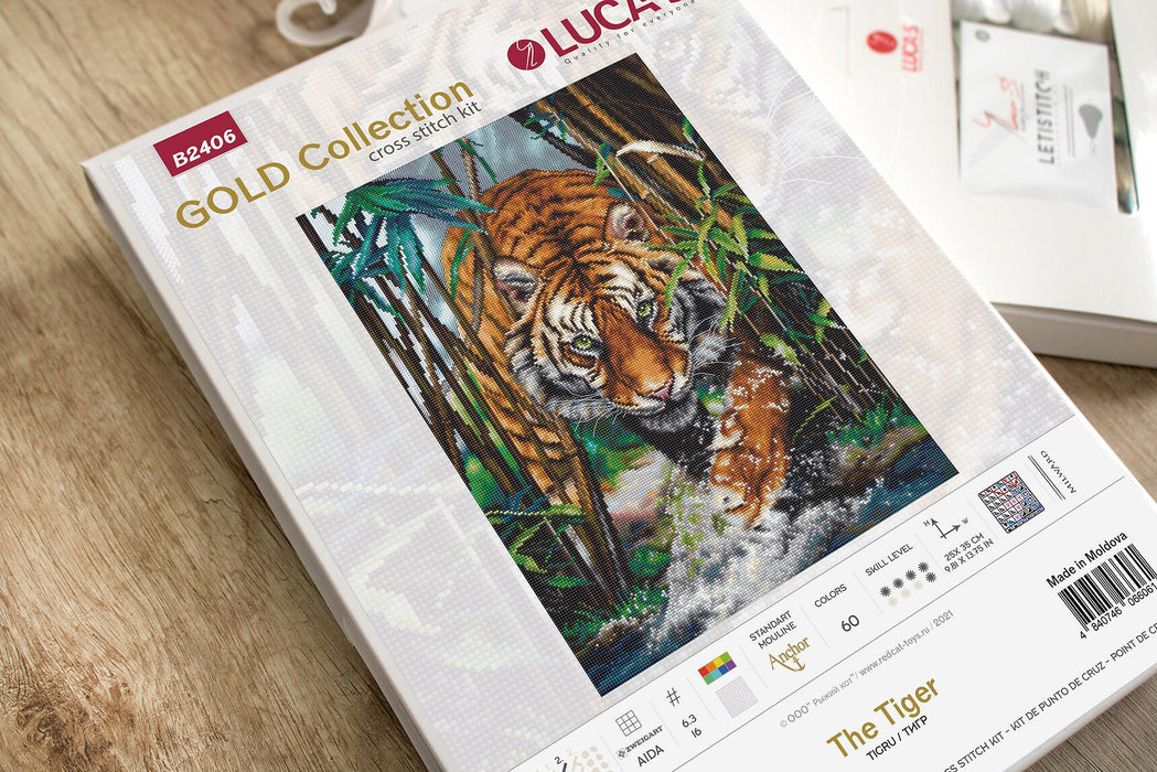 Cross Stitch Kit Luca-S Gold - The Tiger, B2406