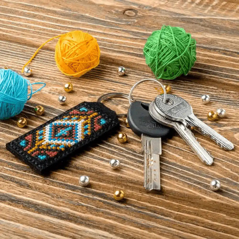 Key Chain Needlecraft Kit - Cross Stitch Kit on Leather Wonderland Crafts Key-Chain Kit - HobbyJobby