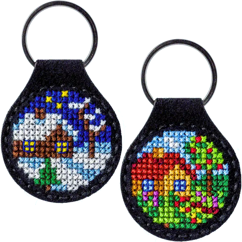 Key Chain Needlecraft Kit - Cross Stitch Kit on Leather Wonderland Crafts Key-Chain Kit - HobbyJobby