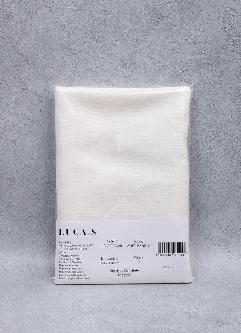 Luca-S Natural Pure 100% Linen Soft Fabric White Color Luca-S Linen Fabrics - HobbyJobby