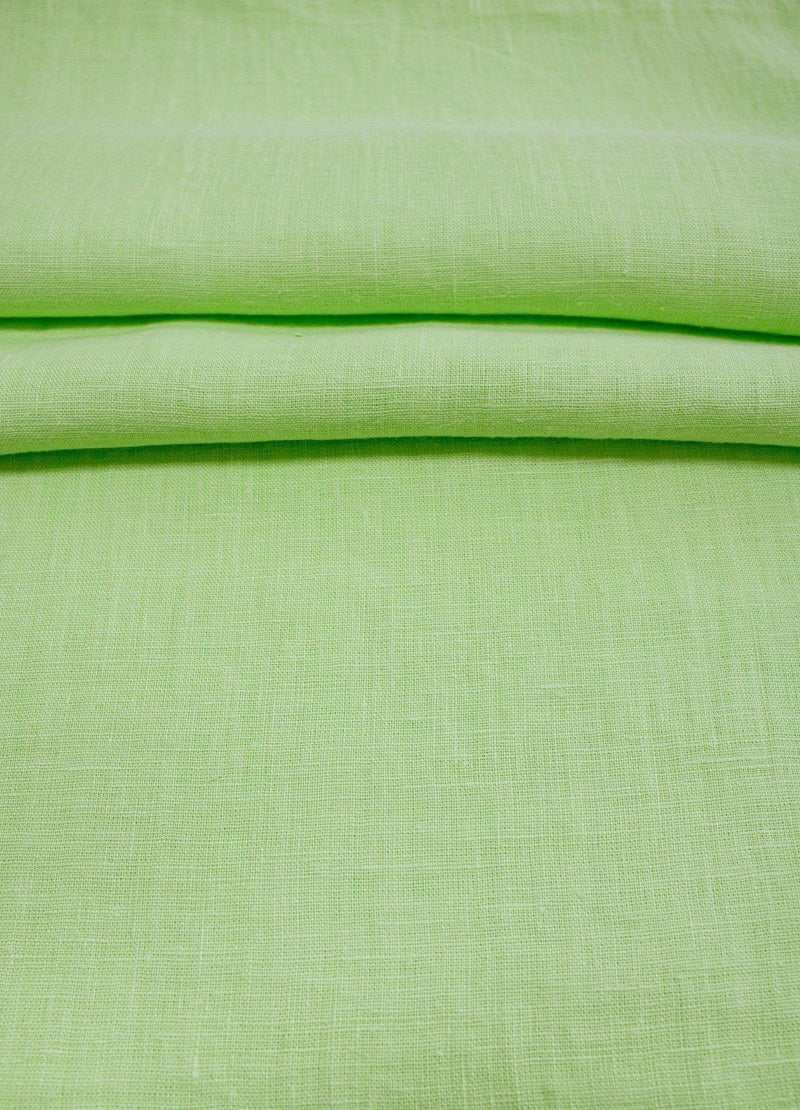 Luca-S Natural Pure 100% Linen Wrinkled Fabric Apple Green Color Luca-S Linen Fabrics - HobbyJobby