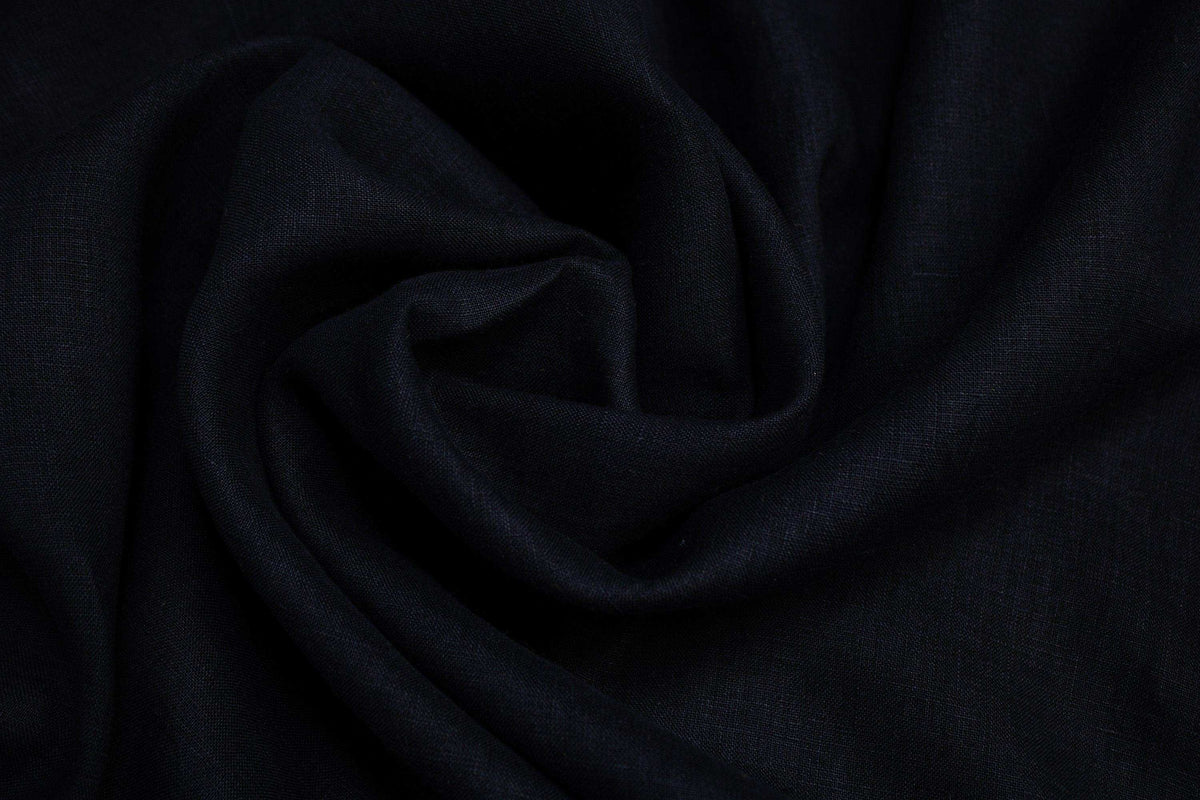 Luca-S Natural Pure 100% Linen Wrinkled Fabric Black Color — HobbyJobby