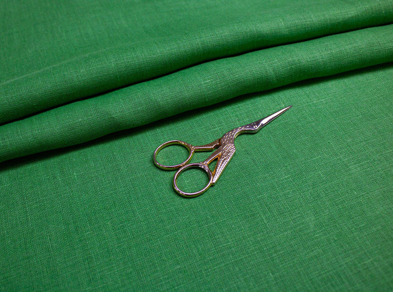 Luca-S Pure Natural 100% Linen Soft Fabric Grass Green Color Luca-S Linen Fabrics - HobbyJobby