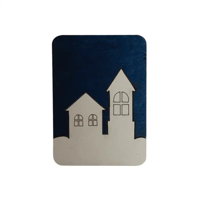 WOODEN NEEDLE CASE "WINTER HOUSES" KF056/71