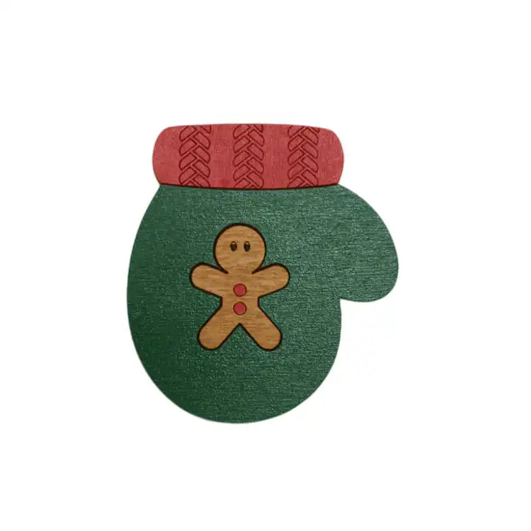WOODEN NEEDLE CASE "CHRISTMAS MITTEN" KF056/83