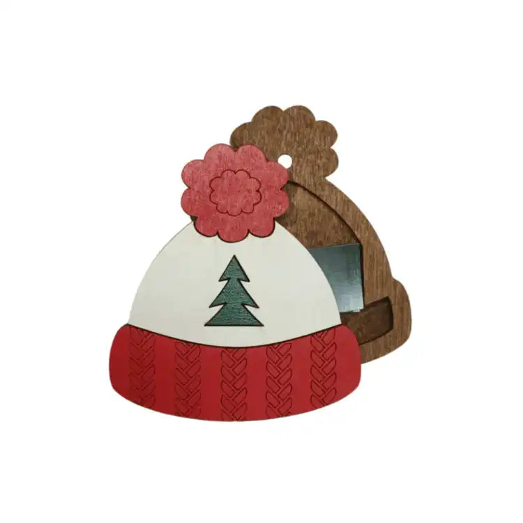 WOODEN NEEDLE CASE "CHRISTMAS HAT" KF056/85