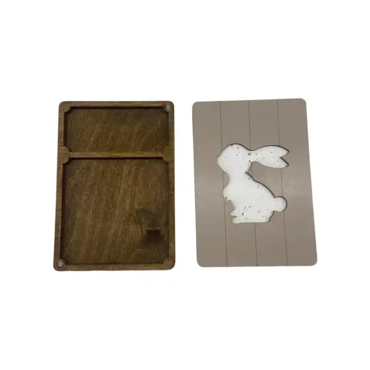 WOODEN BOX. SCISSORS CASE "RABBIT" KF057/14